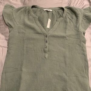 Madewell Lightspun Ruffle-Sleeve Henley Top